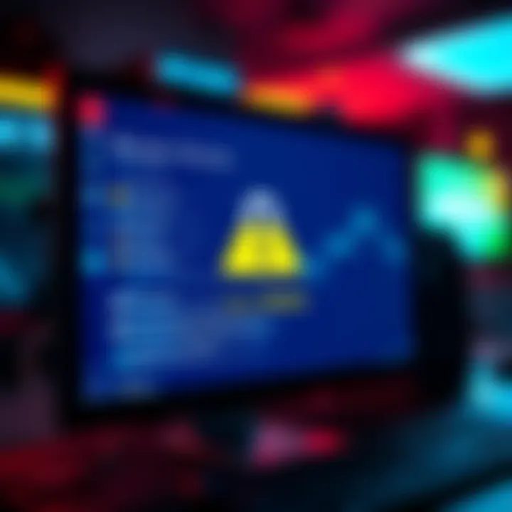 A computer screen showing the BitLocker encryption program with a warning symbol indicating a security breach.