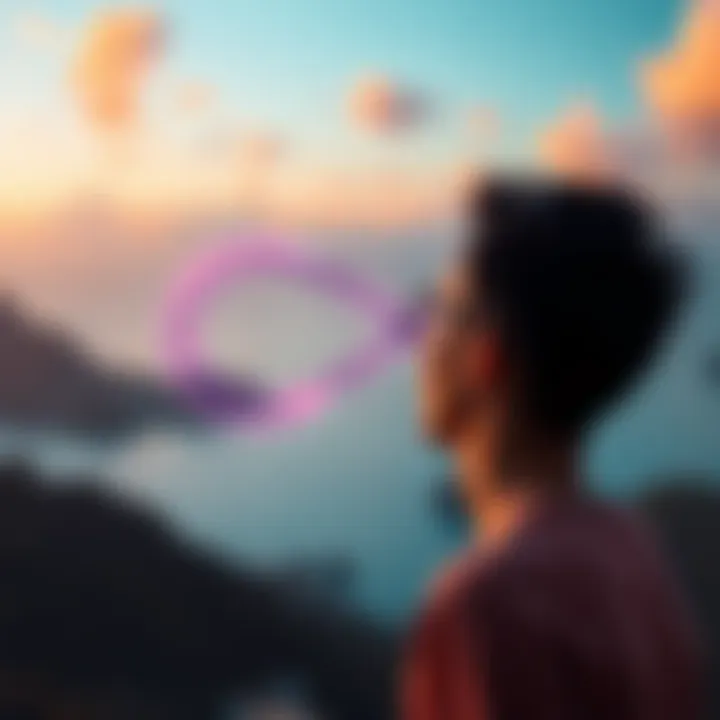 Concept of Forever A person gazing at a horizon with an infinity symbol overlay, representing the idea of lasting connections and decisions in life.