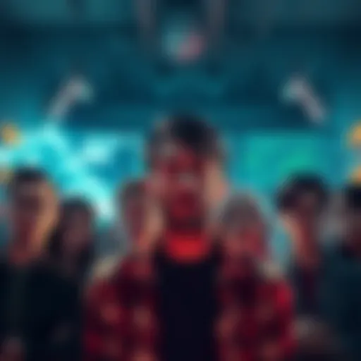 A worried group of people discussing the uncertain future of etc, with expressions of doubt and concern.