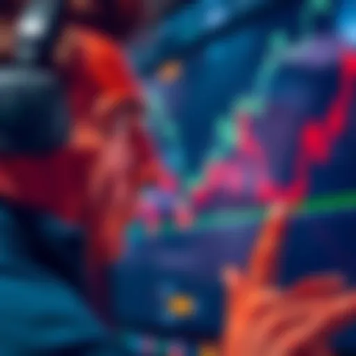 A worried person looking at a stock chart showing a steep decline, representing the risk of Monad's value dropping.