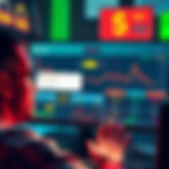 A worried individual looking at a computer screen displaying a cryptocurrency exchange, with a notification about fund verification.