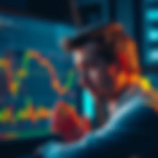 A worried investor looks at a declining cryptocurrency graph on a screen, reflecting worries about PissFartCoin's future.