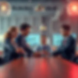Group of people expressing frustration over their investments in BankSocial at a table