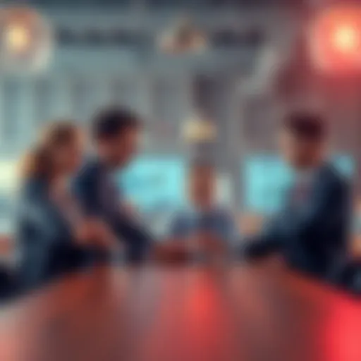 Group of people expressing frustration over their investments in BankSocial at a table