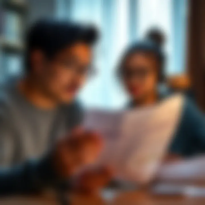 A worried parent examines paperwork related to a cryptocurrency investment, reflecting their anxiety about family finances.