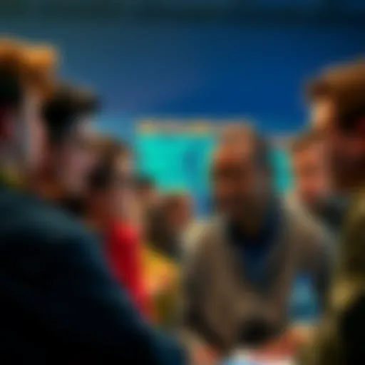 A group of people discussing their experiences with reduced boost rates on a user board, looking worried and engaged.