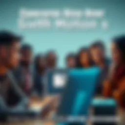 A group of people expressing doubt while looking at a computer screen with an email open