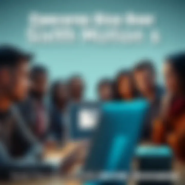 A group of people expressing doubt while looking at a computer screen with an email open