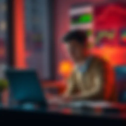 A person sitting at a desk looking worried while reviewing financial charts on a laptop, contemplating whether to pull out of a losing investment.