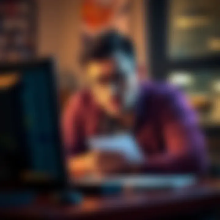 A person looking worried while checking their Trezor wallet, considering the risks of signing a document, with a computer and digital wallet displayed on the table