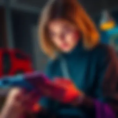 A worried woman looking at her phone, checking Bitcoin prices and investment details related to Bybit