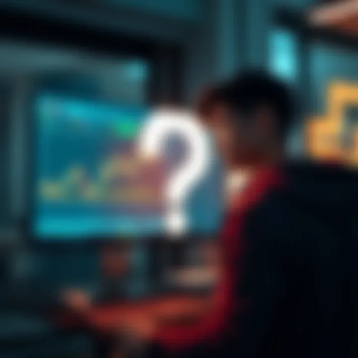 Concerns About ChangeNow's Trustworthiness A worried person looking at a computer screen displaying ChangeNow's trading platform, with a large question mark in the background.