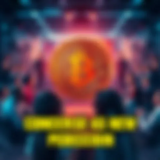 A graphic showing a digital coin labeled Pedocoin with worried people discussing around it in a community setting