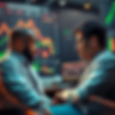 Experts discussing potential financial pump scam with charts and graphs in the background