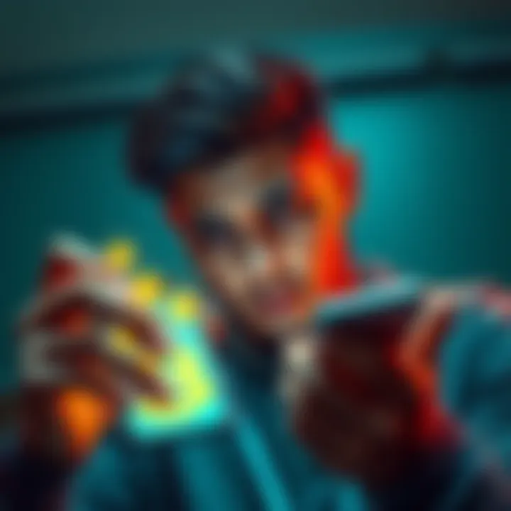 Concerns Over Crypto Activities A worried person looking at a phone with cryptocurrency symbols on the screen, showing signs of concern about a friend's activities.