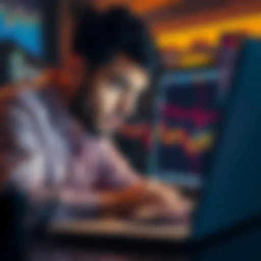 A worried investor looking at cryptocurrency charts on a laptop screen, reflecting uncertainty in the market.