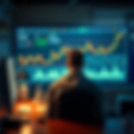 A person sitting at a desk, looking frustrated while staring at a computer screen filled with crypto charts and messages of failure.