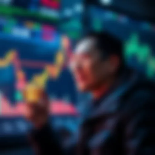 A long-term Litecoin holder looks at market charts with a hopeful expression, representing confidence in their investment.