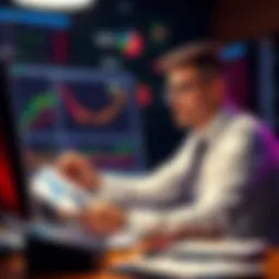 A person confidently reviewing financial charts and making investment decisions at a desk.