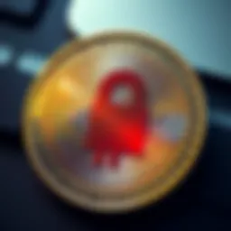 A close-up of a digital coin with a lock symbol, representing confidentiality in cryptocurrency