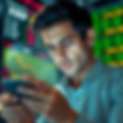 A worried person checking their smartphone for XRP selling prices, showing a loss in balance