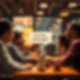 A group of people discussing a strange message in a coffee shop