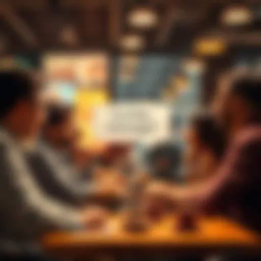 A group of people discussing a strange message in a coffee shop