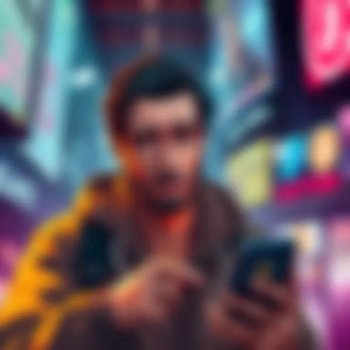 A person looking confused while trying to use a mobile wallet for cryptocurrency payments, with traditional payment methods in the background.