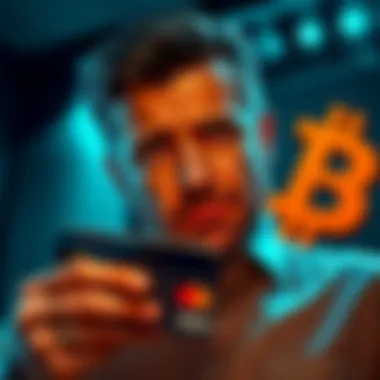 A person looking frustrated while using a credit card and Bitcoin logo in the background symbolizing unfair tax treatment on crypto