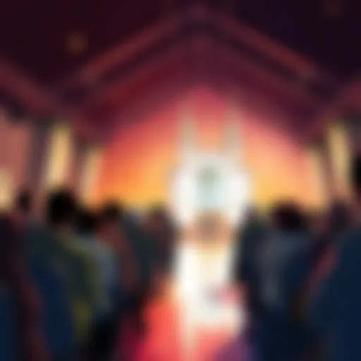 Connecting Pioneers with Churches A depiction of Pi Network pioneers engaging with churches for donations, highlighting a community connection.