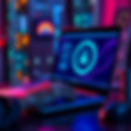 A person using a laptop to securely connect to a remote server, with visuals of VPN and Tor icons on the screen.