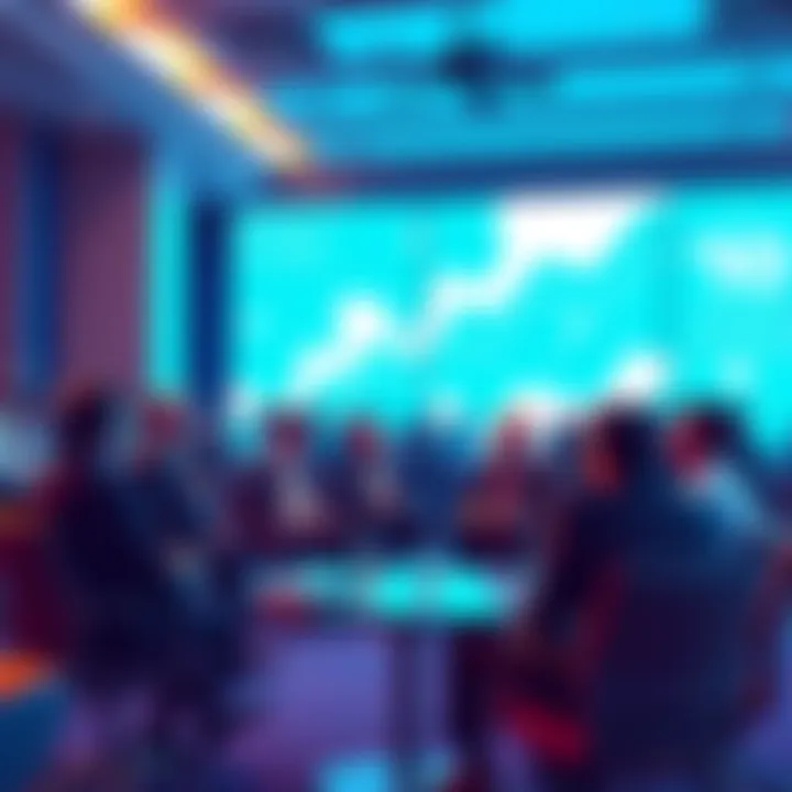 Group of financial experts in a conference setting discussing the future of crypto lending and traditional finance norms at Consensus 2026 in Miami