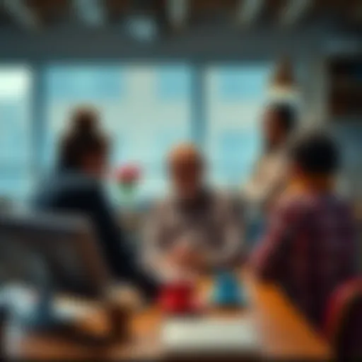 Conservative Uncle Posting Online A conservative uncle sitting at a desk, sharing a political post on Facebook, with family members discussing around him.