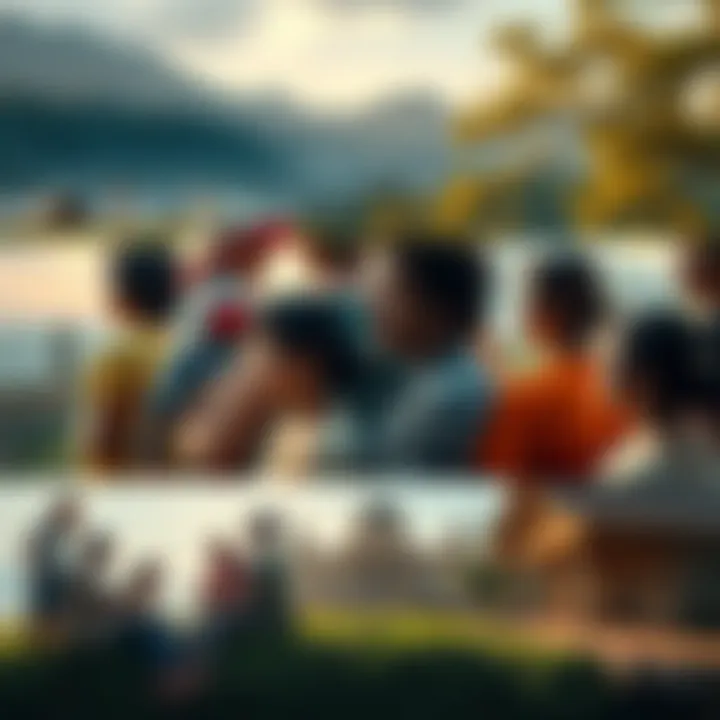 A collage showing timeless elements such as family, nature, and community gatherings that represent the enduring nature of society.