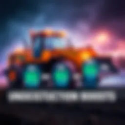 A construction vehicle showing different boost percentages for enhanced performance