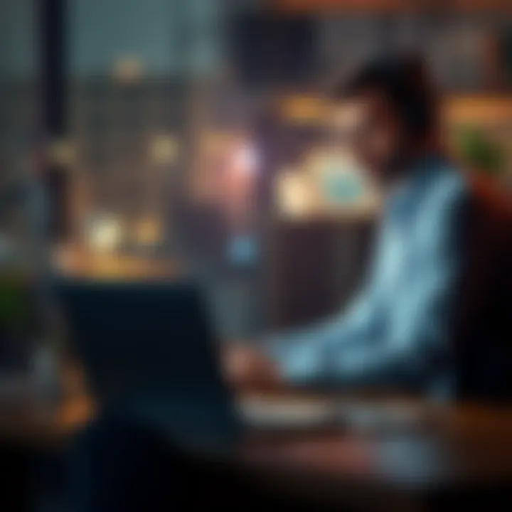 A person sitting at a desk, looking frustrated while trying to contact customer support on a laptop
