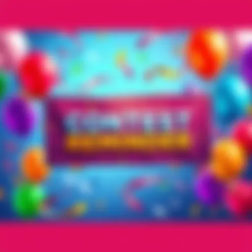 A colorful banner reminding people to enter the contest before it closes, featuring balloons and confetti.
