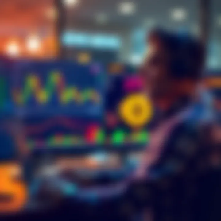 Contrarian Investor with Bitcoin ETF A contrarian investor analyzing Bitcoin market trends with an ETF chart on the screen, representing a shift in their investment approach.