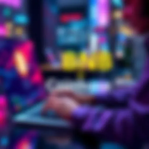 A person using a laptop to convert BNB cryptocurrency to Coinbase