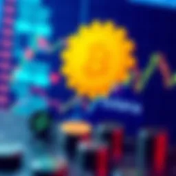 Chart showing investment growth with Solana logo and wallet icons