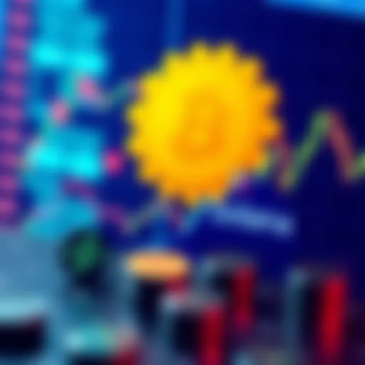 Chart showing investment growth with Solana logo and wallet icons