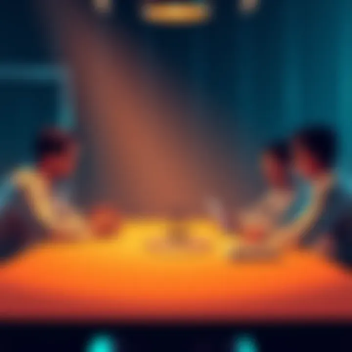 Business professionals discussing blockchain technology at a meeting table