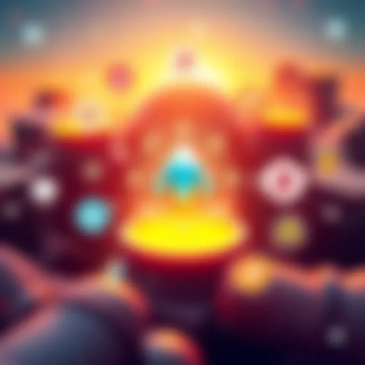 Illustration showing the Cosmos Hub logo surrounded by various blockchain logos representing cross-chain communication