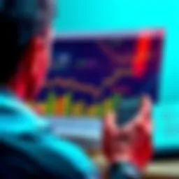 A person examining financial charts with currency symbols and calculator, representing personal banking costs.