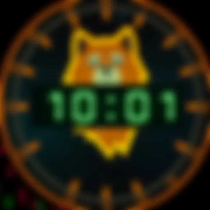 Countdown to DOGE A digital countdown clock showing days until DOGE reaches $1 with a dogecoin symbol in the background.