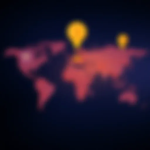 A world map highlighting countries with no withdrawal fees for USDC on the Solana blockchain, with USDC icon symbols in those countries.