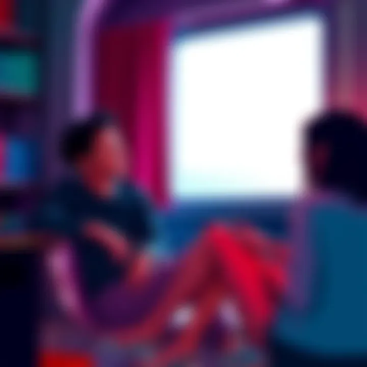 Two people sitting together, discussing tips for bottoming safely and enjoying their experience, with a friendly atmosphere.