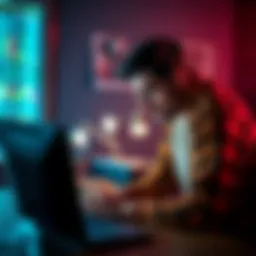 A worried couple looking at their computer, discussing their cryptocurrency investment in Zether