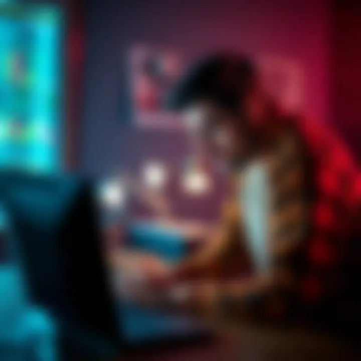 A worried couple looking at their computer, discussing their cryptocurrency investment in Zether