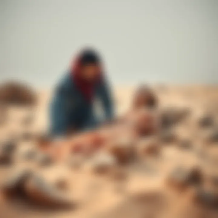 Authorities uncover the remains of a crypto millionaire and his wife in the Dubai desert, surrounded by sand and rocks.